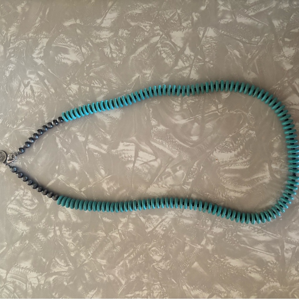 Faux Turquoise and Silver Necklace